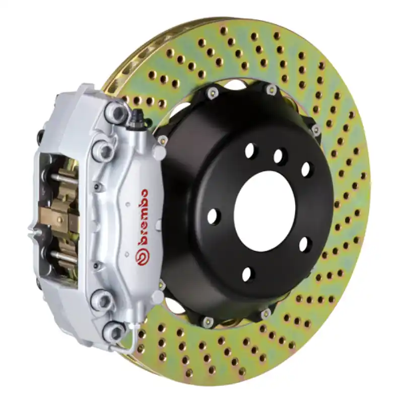 In Demand Brembo 93-98 Supra Rear GT BBK 4 Piston Cast 2pc 345x28 2pc Rotor Drilled-Silver
