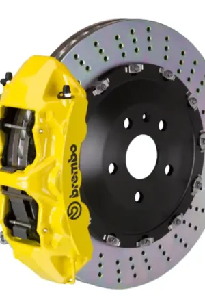 Free Shipping Brembo 03-08 SL55 AMG (Excl Black Series) Fr GT BBK 6Pist Cast 405x34 2pc Rotor Drilled- Yellow