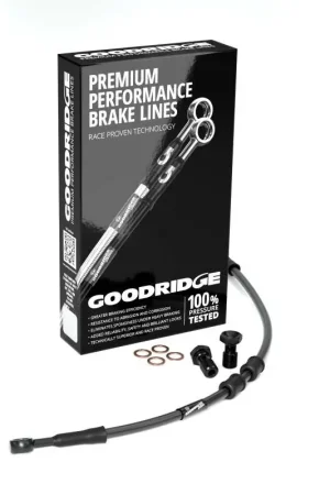 Free Returns Goodridge 14-15 HD XL883R (w/ABS) +2in Black Brake Line Kit w/Black Fittings