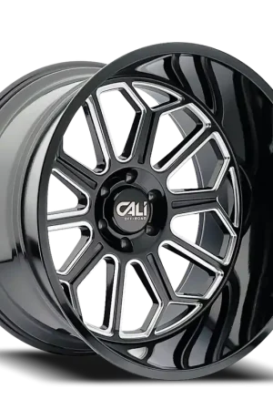 Cast Aluminum Wheels Auburn 9117 BM 24x14 Milled Gloss Black 6 On 139.7 Bolt Pattern -76 Offset Cali Offroad Wheels One Day Deal