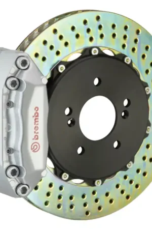Crafted Brembo 89-94 Carrera/90-94 Carrera Rear GT BBK 4 Piston Cast 2pc 328x28 2pc Rotor Drilled-Silver