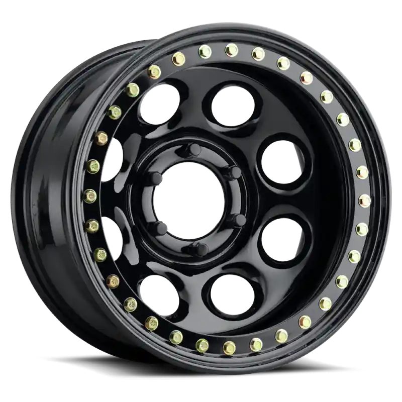 Raceline RT81 Rock 8 17x9.5in/5x139.7 BP/-44mm Offset/107.95mm Bore - Gloss Black Beadlock Wheel Same Day Shipping