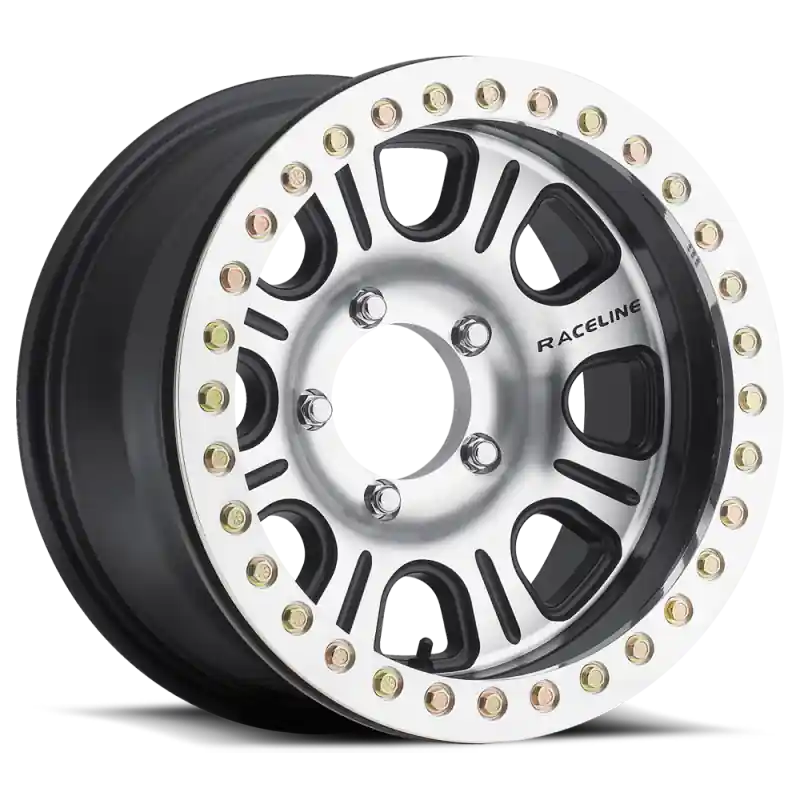Hot Deal Raceline RT232 Monster 17x8.5in/6x139.7 BP/0mm Offset/107.95mm Bore - BLK & Machined Beadlock Wheel