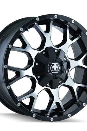 Reduced Price Mayhem 8015 Warrior 18x9 / 8x165.1 BP / -12mm Offset / mm Hub Gloss Black Machined Wheel