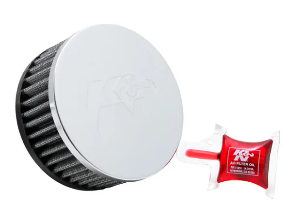 Fan Favorite K&N Universal Chrome Filter 2 1/2 inch O/S FLG / 4 1/2 inch OD / 2 inch Height