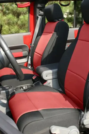 Rugged Ridge Seat Cover Kit Black/Red 11-18 Jeep Wrangler JK 2dr Reduced Price