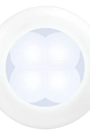 Must Have Hella 0500 Series Slim Line White 12V DC Round Soft LED Courtesy Light w/ White Plastic Rim