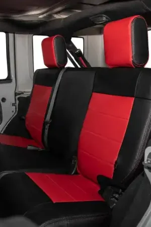 PRP 11-12 Jeep Wrangler JKU Rear Seat Cover/4 door - Black/Red No Minimum Order