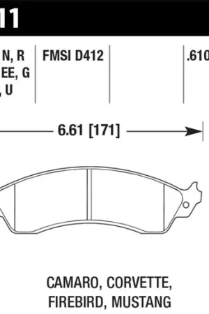 Hawk 94-04 Mustang Cobra / 88-95 Corvette 5.7L / 88-92 Camaro w/ Hvy Duty Brakes Front HP+ Street Br No Minimum Order