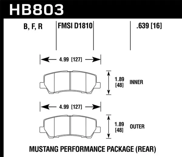 Hawk 16-17 Ford Mustang Brembo Package HPS Rear Brake Pads Limited Edition