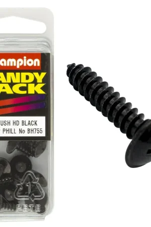 Must Have Champion Pack of 10 10G x 13mm Philips Mushroom Head, Black, Zinc Plated Self Tapping Screws - BH755