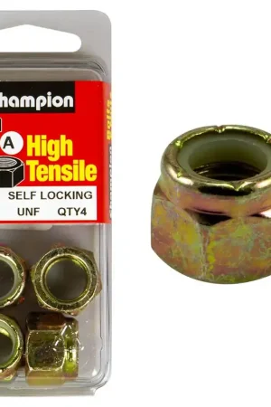 Free Shipping Champion Pack of 4 1\\/2 UNF High Tensile Grade 8.8, Zinc Plated Self Locking Hex Nuts with Nylon Insert - SLF81