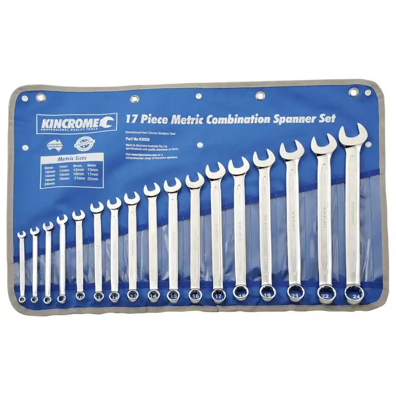 Kincrome 17 Piece Combination Spanner Set - Metric - K3028 Worldwide Shipping