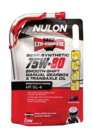 Nulon SS75W80-1E Semi Synthetic 75W-80 Smooth Shift Manual Gearbox and Transaxle Oil 1L Express Delivery