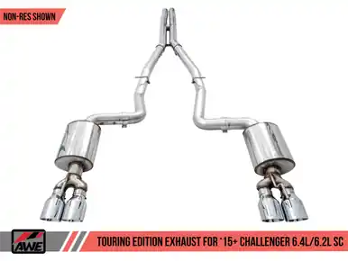 AWE Tuning 2015+ Dodge Challenger 6.4L/6.2L Non-Resonated Touring Edition Exhaust - Quad Silver Tips - 3020-42074 New Release