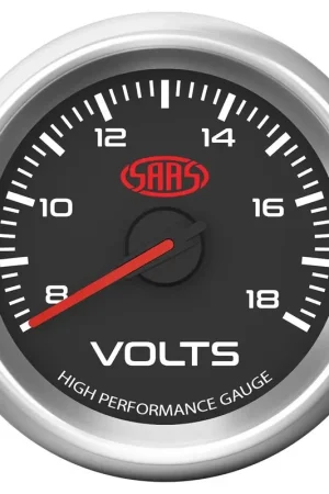 SAAS Volt Gauge 8v-18v 52mm Muscle Series 3 Black 12V - SG32250 Crafted