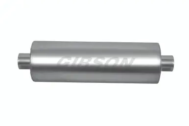 Gibson SFT Superflow Center/Center Round Muffler - 8x24in/3in Inlet/3in Outlet - Stainless - 420887 Money Back Guarantee