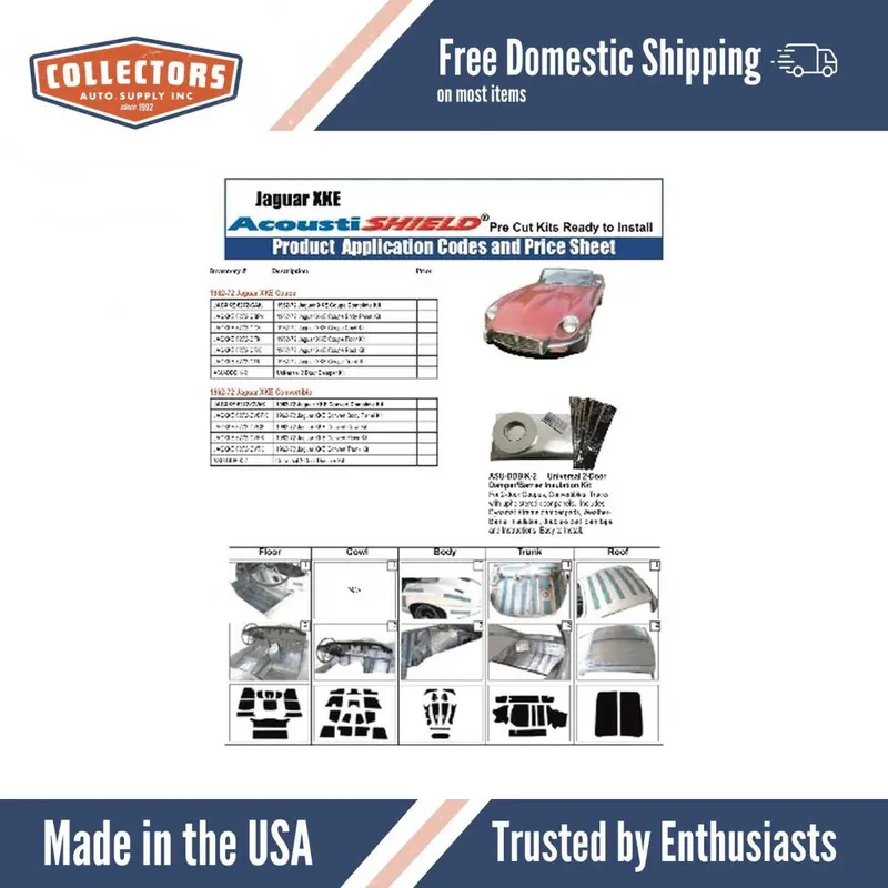 Viral Insulation Sound Deadener Kit for 1962-72 Jaguar XKE Convertible Shield Complete