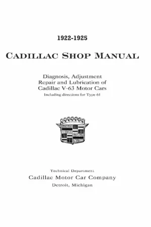 Special Offer Service Manual for 1922-1925 Cadillac