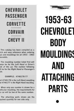 Parts Catalog for 1953-1963 Chevrolet Clearance