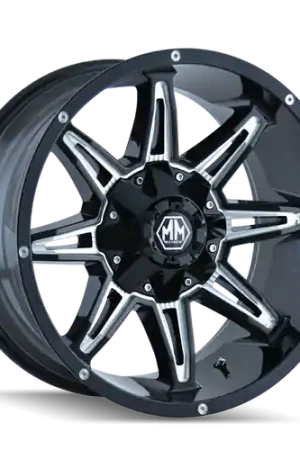 Hot Picks Mayhem 8090 Rampage 18x9 / 6x135 BP / 18mm Offset / 106mm Hub Black w/ Milled Spokes Wheel