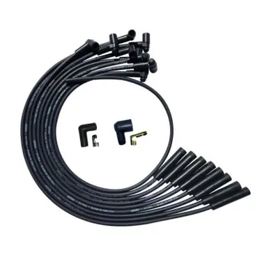 Shop Now Moroso BBC Over Valve Cover Str Plug End HEI Sleeved Ultra Spark Plug Wire Set - Black - 51540