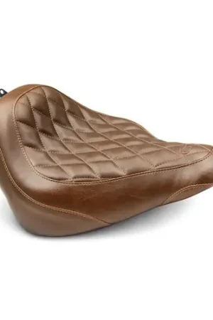 Grab Now Mustang Motorcycle 18-21 Harley Davidson Street Bob Wide Tripper Solo Seat Diamond Stitch - Brown