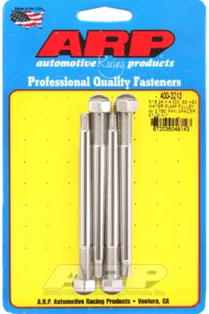 ARP 5/16-24 x 4.000 Inch Stainless Steel Hex Water Pump Pulley with 2.750 Inch Fan Spacer Stud Kit Weekend Sale