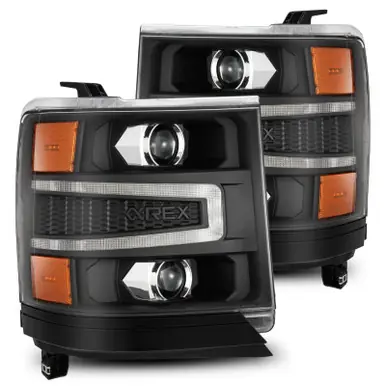 Hassle-Free Returns AlphaRex 16-18 Chevy 1500HD LUXX LED Proj Headlights BK w/Seq Actvn Light / SeqSig (Req PN 810023) - 880234