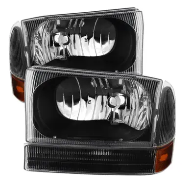 Limited Time Xtune Ford F250/350/450 Superduty 99-04 Crystal Headlights w/ Bumper Lights HD-JH-FF25099-AM-BK - 9025402