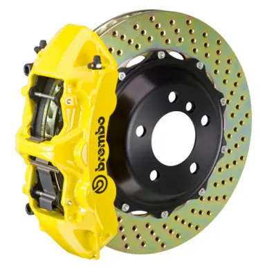 Crafted Brembo 89-93 348/94-99 F355 Front GT BBK 6 Piston Cast 355x32 2pc Rotor Drilled- Yellow - 1M1.8062A5