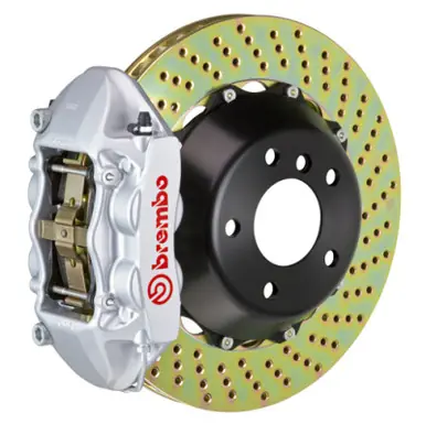 Grab Now Brembo 14+ Q50/Q50S (Excl. AWD) Rear GT BBK 4 Piston Cast 380x28 2pc Rotor Drilled-Silver - 2P1.9054A3
