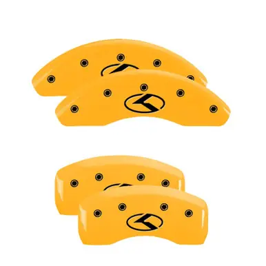 Super Sale MGP 4 Caliper Covers Engraved Front & Rear Circle K/Kia Yellow Finish Black Char 2011 Kia Borrego - 21180SCRKYL