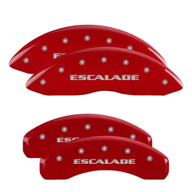 Limited Edition MGP 4 Caliper Covers Engraved Front & Rear Escalade Red finish silver ch - 35014SESCRD
