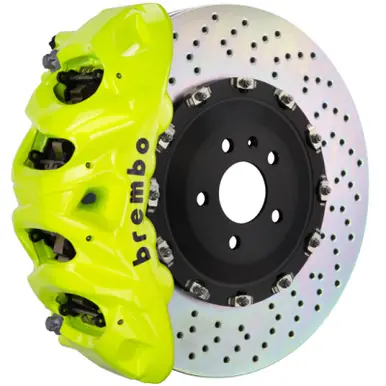 Brembo 14+ Model S AWD w/ DC (Excl Plaid) Fr GT BBK 8Pis Cast 412x38 2pc Rtr Drill-Fluo. Yellow - 1Q1.9628A7 Bulk Order