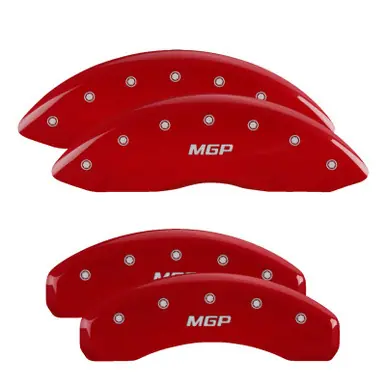 MGP 4 Caliper Covers Engraved Front & Rear MGP Red finish silver ch - 14033SMGPRD Free Delivery