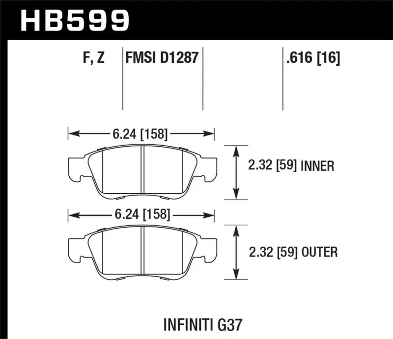 Deal Hawk 14-15 Infiniti Q60 HPS 5.0 Front Brake Pads | Graveyard Performance