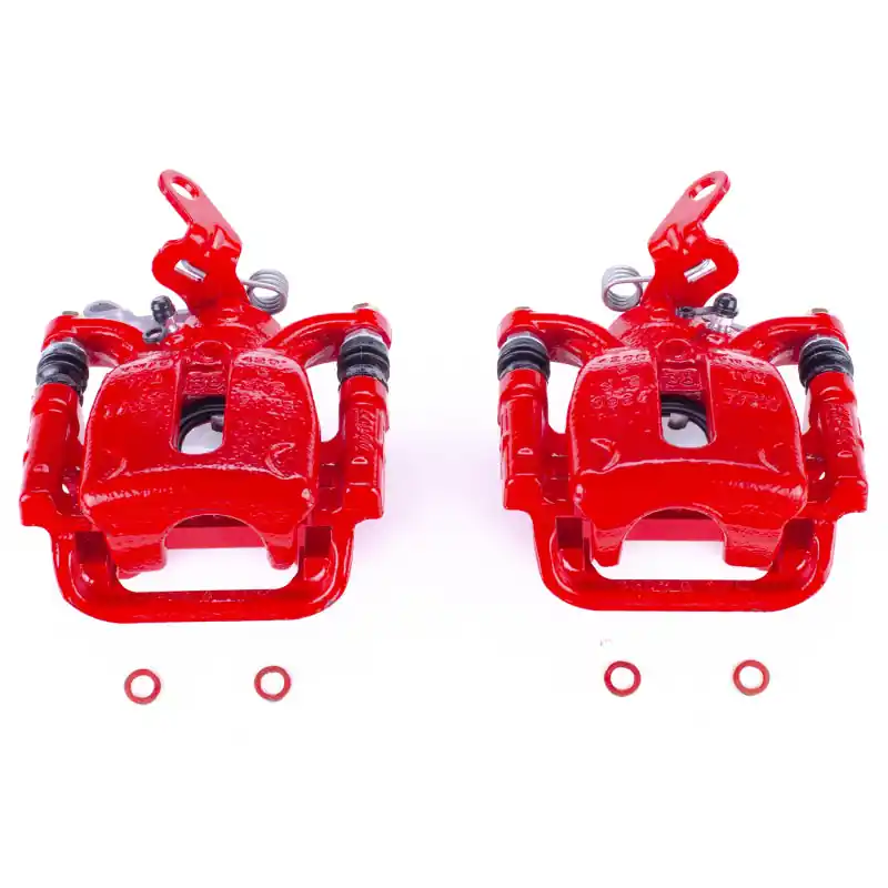 Save Now Power Stop 15-18 Volkswagen Golf Rear Red Calipers w/Brackets - Pair | Graveyard Performance