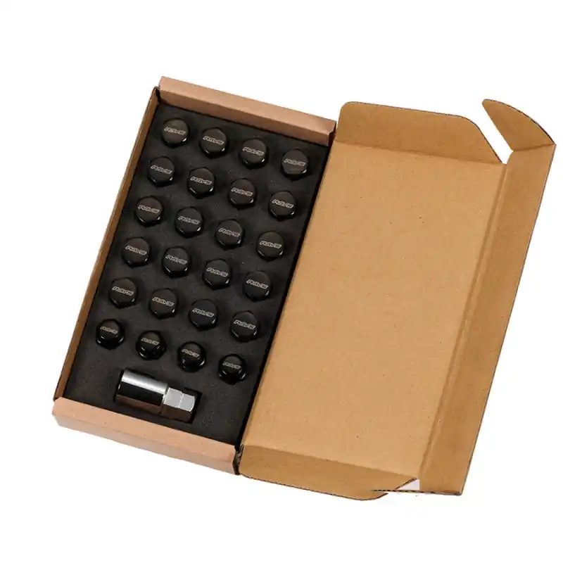 Trusted Brand Rays 19 Hex L33 Lock & Nut Set 14x1.50 - Black | Graveyard Performance