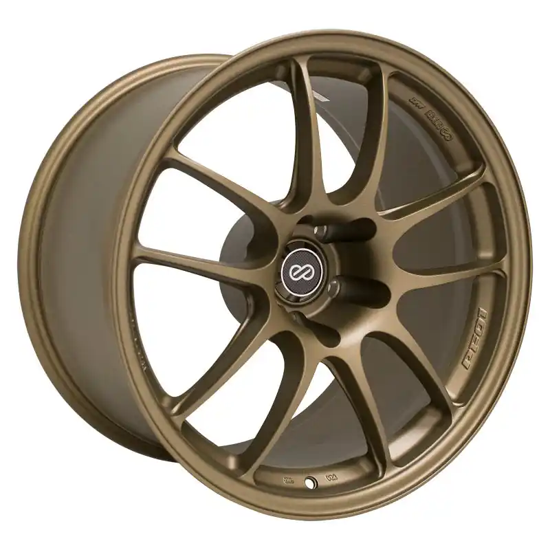 Crafted Enkei PF01 18x10.5 5x114.3 15mm Offset 75mm Bore Titanium Gold Wheel | Graveyard Performance