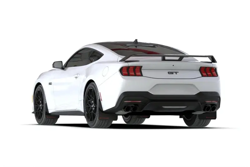 Bulk Order Rally Armor 2024+ Ford Mustang Black UR Mud Flap w/ Red Logo | Graveyard Performance