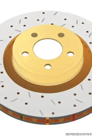 Free Delivery DBA 11-13 Ford Mustang GT 5.0L (V8) 4000 Series Drilled and Slotted Front Rotor | Graveyard Performance