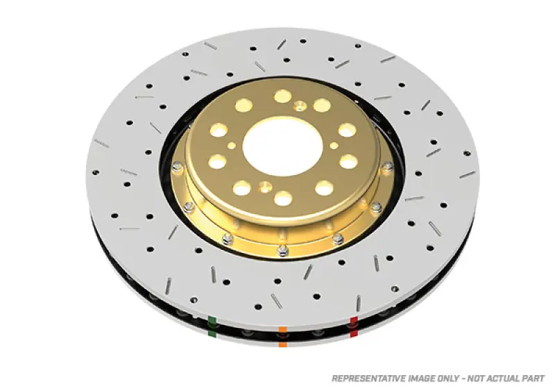 DBA 05-09 Audi A4 Quattro 2.0L Front 5000 Series Drilled & Slotted Rotor w/Gold Hat | Graveyard Performance Low Price