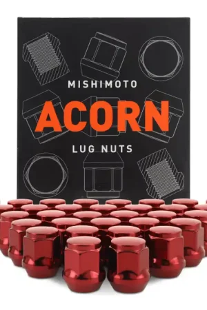 Mishimoto Steel Acorn Lug Nuts M14 x 1.5 - 32pc Set - Red Genuine