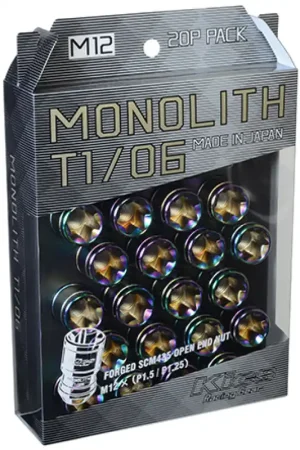 Best Choice Project Kics 12 x 1.5 Neochrome T1/06 Monolith Lug Nuts - 20 Pcs