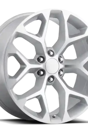 Exclusive Offer Factory Reproductions FR 59 Chevrolet Snowflake Replica SL 20x9 +27 6x139.7mm 78.1mm Gloss Silver Machined Face