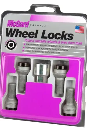 Budget McGard Wheel Lock Bolt Set - 4pk. (Radius Seat) M14X1.5 / 17mm Hex / 26.7mm Shank Length - Black