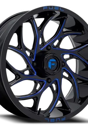 Fuel Runner UTV D778 18x7 +13 4x137mm 110.2mm Gloss Black Milled Candy Blue Fast Shipping