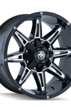 High Quality Mayhem Rampage 8090 Gloss Black Milled 20x10 8x165.1 x25mm 130.8mm