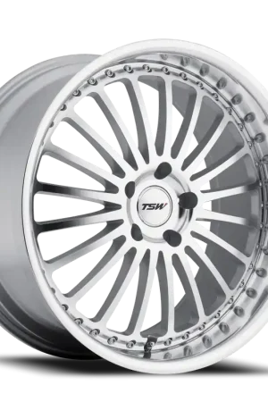 New Release TSW Silverstone SL 18x8 +20 5x120mm 76.1mm Silver Mirror Cut Face-Mirror Cut Lip